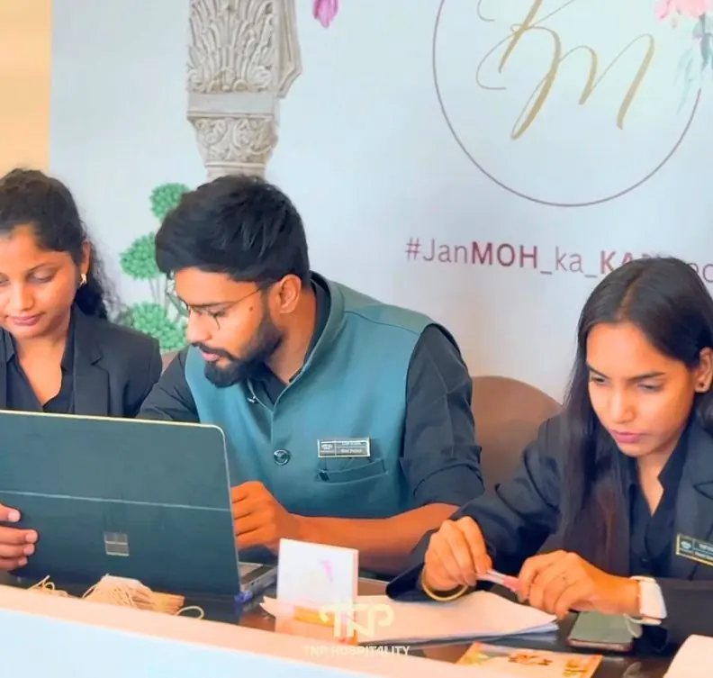 TNP hospitality desk checking in guests